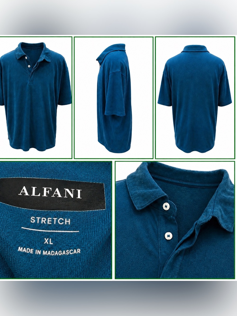 Alfani Stretch Polo Shirt Men’s XL Teal Short Sleeve Casual Golf Shirt
